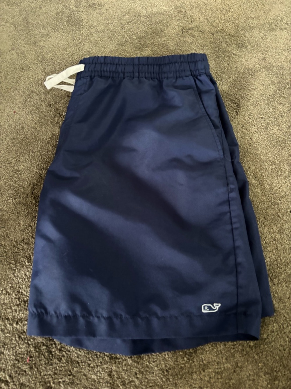 Vineyard Vines Navy Swim Trunks with Red Gingham Waistband